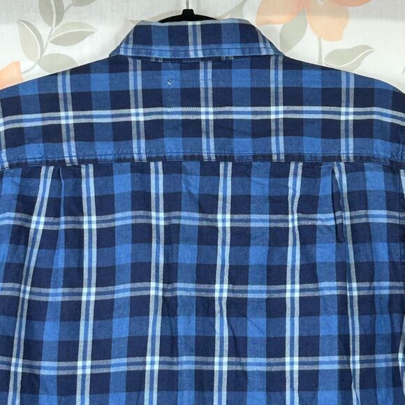 Mutual Weave Dress Shirt Mens Small Blue Plaid Button Up Long Sleeve Pockets - Picture 7 of 12